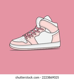Sneaker shoe . Concept. Flat design. Vector illustration. Sneakers in flat style. Sneakers side view. Fashion sneakers.