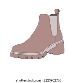 zapato de zapatillas. Concepto. Diseño plano. Ilustración vectorial. Sneakers de manera plana. Vista lateral de las zapatillas. Las zapatillas de moda.