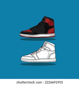 Sneaker shoe . Concept. Flat design. Vector illustration. Sneakers in flat style. Sneakers side view. Fashion sneakers.