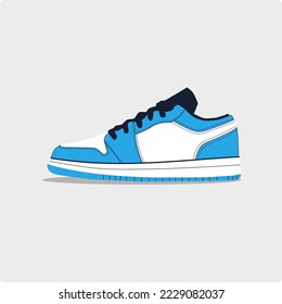 Sneaker shoe . Concept. Flat design. Vector illustration. Sneakers in flat style. Sneakers side view. Fashion sneakers. Basketball Shoes. 