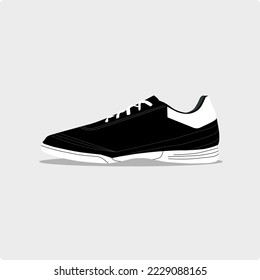 zapato de zapatillas. Concepto. Diseño plano. Ilustración vectorial. Sneakers de manera plana. Vista lateral de las zapatillas. Las zapatillas de moda. Zapatos de fútbol sala. 