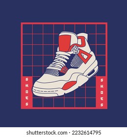 Sneaker shoe . Concept. Flat design. Vector illustration. Sneakers in flat style. Sneakers side view. Fashion sneakers.	
