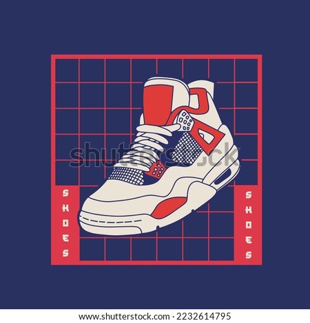 Sneaker shoe . Concept. Flat design. Vector illustration. Sneakers in flat style. Sneakers side view. Fashion sneakers.	
