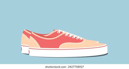 Zapato de zapatilla. Diseño plano. Ilustración vectorial. Zapatillas de deporte en estilo plano. Vista lateral de las zapatillas. Zapatillas de moda.