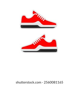 Sneaker shoe icon linear logo mark in red and white