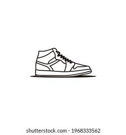 Sneaker shoe line art logo design icon vector