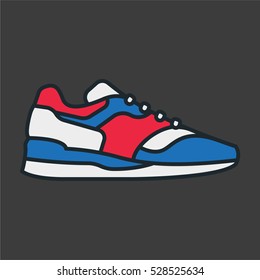 Sneaker Shoe Minimal Color Flat Line Stroke Icon Pictogram Symbol Illustration
