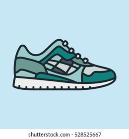 Sneaker Shoe Minimal Color Flat Line Stroke Icon Pictogram Symbol Illustration
