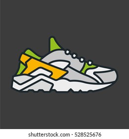 Sneaker Shoe Minimal Color Flat Line Stroke Icon Pictogram Symbol Illustration