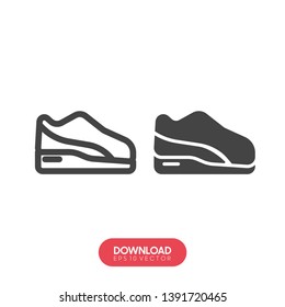 Sneaker Shoe Minimalistic Flat Line Outline Stroke Icon Pictogram Symbol - Vector