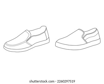 Sneaker Shoe Minimalistic Flat Line Outline Stroke Icon Pictogram Symbol Set Collection.Shoe Line Drawing. Shoes sneaker outline drawing vector, black line sneaker, front, male vector Illustration.