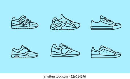 Sneaker Shoe Minimalistic Flat Line Outline Stroke Icon Pictogram Symbol