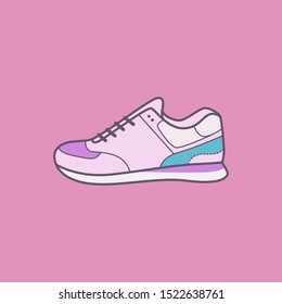 Sneaker shoe in modern flat art