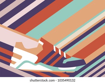 Sneaker shoe on polygonal background. Vector illustration