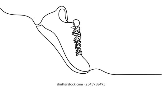 Sneaker, Shoe, Running Continuous Vector Line Icon, Running Shoes Continuous Line Art Illustration, Sneakers sports shoes in a continuous one line drawing, Sport Shoe Line Icon Design with Editable.