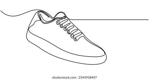 Sneaker, Shoe, Running Continuous Vector Line Icon, Running Shoes Continuous Line Art Illustration, Sneakers sports shoes in a continuous one line drawing, Sport Shoe Line Icon Design with Editable.