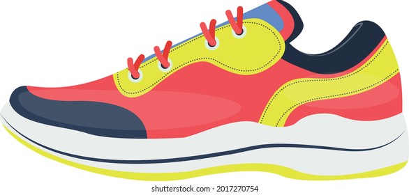 Ilustración vectorial del zapato de zapato de zapatillas. Una zapatilla a la vista lateral. Ilustración de diseño plano de la escoba.