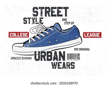 Vector de zapatillas para diseño de camisetas Estilo de zapato universitario, estilo de calle