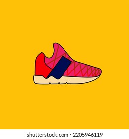Zapatos de zapatillas. Concepto. Diseño plano. Ilustración vectorial. Panadería plana. Vista lateral de las zapatillas. Zapatos de moda.
