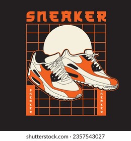 Zapatos de zapatillas. Concepto. Diseño plano. Ilustración vectorial. Sneakers de manera plana. Vista lateral de las zapatillas. Las zapatillas de moda.	