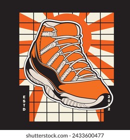 Sneaker-Schuhe . Konzept. Flaches Design. Vektorgrafik. Sneaker im flachen Stil. Sneakers Seitenansicht. Mode-Sneakers.	
