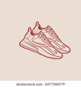 Sneaker shoes . Concept. Flat design. Vector illustration. Sneakers in flat style. Sneakers side view. Fashion sneakers.	