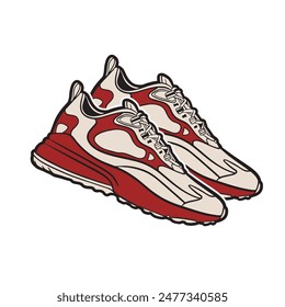 Zapatillas deportivas. Concepto. Diseño plano. Ilustración vectorial. Zapatillas de deporte en estilo plano. Vista lateral de las zapatillas. Zapatillas de moda.	