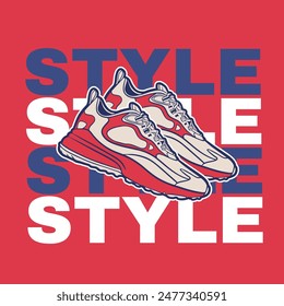 Sneaker shoes . Concept. Flat design. Vector illustration. Sneakers in flat style. Sneakers side view. Fashion sneakers.	