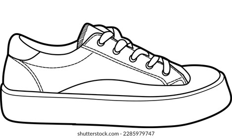 Sneaker shoes line art flat design