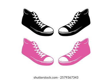 sneaker shoes silhouettes with white background Beautiful bright hand drawn illustration of a fashion sneaker