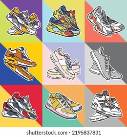 Sneaker Shoes Vector Art Set