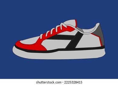 Sneakerschuhe, Vektorgrafik auf blauem Hintergrund