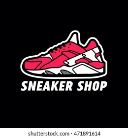 Sneaker shop logo. Shoes sign.