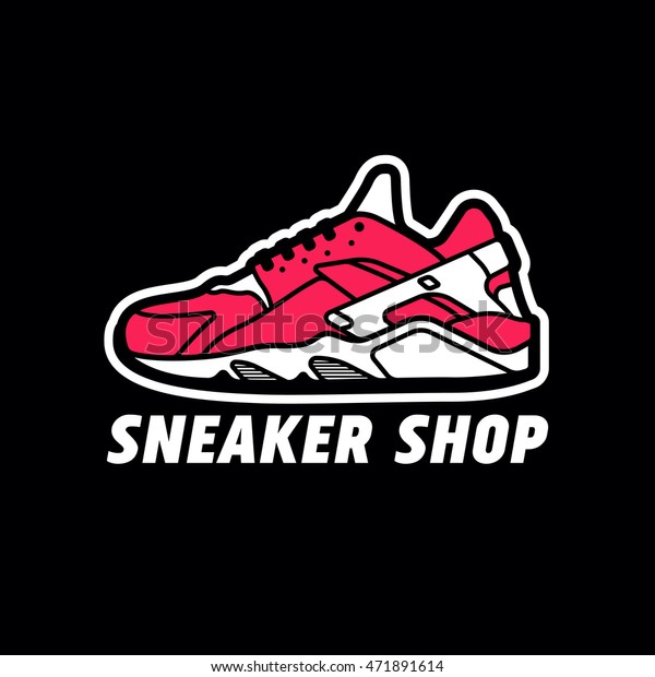 Sneaker Shop Logo Shoes Sign Stock 