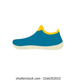 Sneaker with speckled sole isolated. Sports footwear. Shoes for fitness and daily activity. Flat object vector illustration.