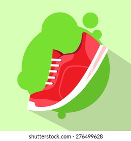 Sneaker Sport Running Shoe Flat Icon Vector Illustration