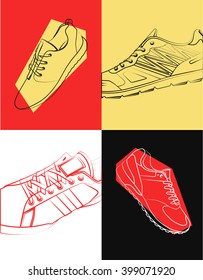 Sneaker Sport Running Shoe Flat Icon Vector Illustration