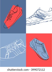 Sneaker Sport Running Shoe Flat Icon Vector Illustration