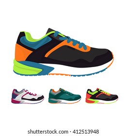 Sneaker Sport Running Shoe Flat Icon Vector Illustration