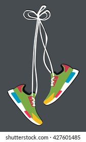 Sneaker Sport Running Shoe Flat Icon Vector Illustration