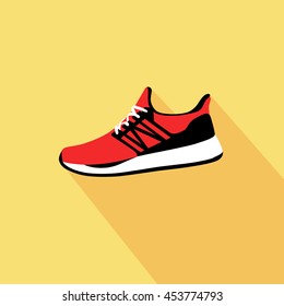 Sneaker Sport Running Shoe Flat Icon Vector Illustration