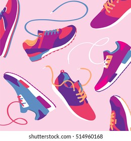 Sneaker Sport Running Shoe Flat Icon Vector Illustration