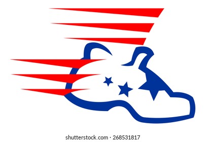Sneaker with stars (red and blue colors).