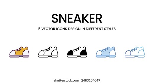 Conjunto de iconos vectoriales de zapatillas ilustración de stock
