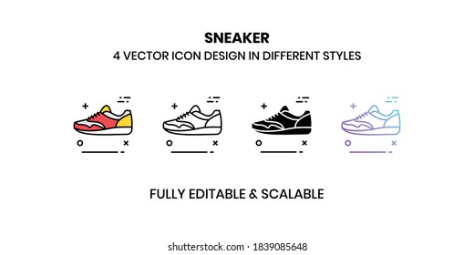Sneaker Vector illustration icons in different style