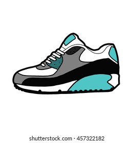 Sneaker vector sketch icon. Running shoe, sneaker isolated on white background. 