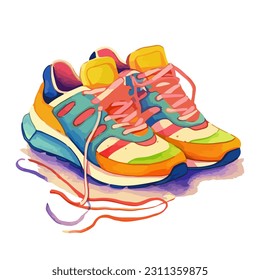 Sneaker Watercolor Painting, Splashes of Color