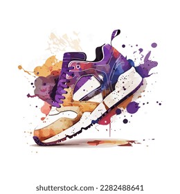 Sneaker in a watercolor style. Vector stock illustration eps10. White background.