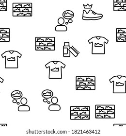 Sneakerhead Footwear Vector Seamless Pattern Thin Line Illustration