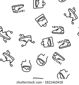 Sneakerhead Footwear Vector Seamless Pattern Thin Line Illustration